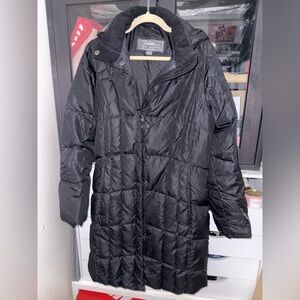 Eddie Bauer Jacket Womens Large Black Down Parka Hooded Puffer